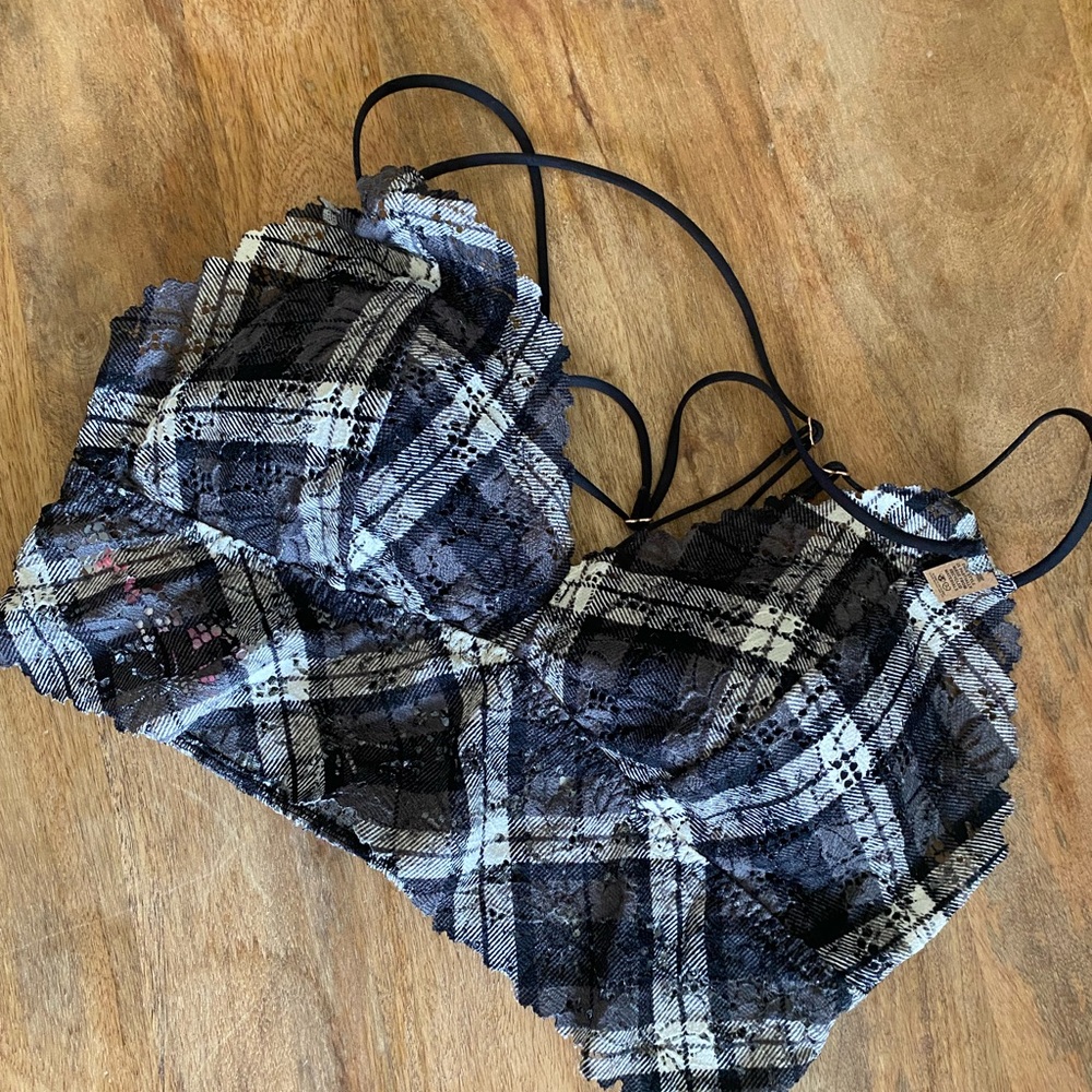 Victoria’s Secret Pink Plaid Cami Bra Sz XL